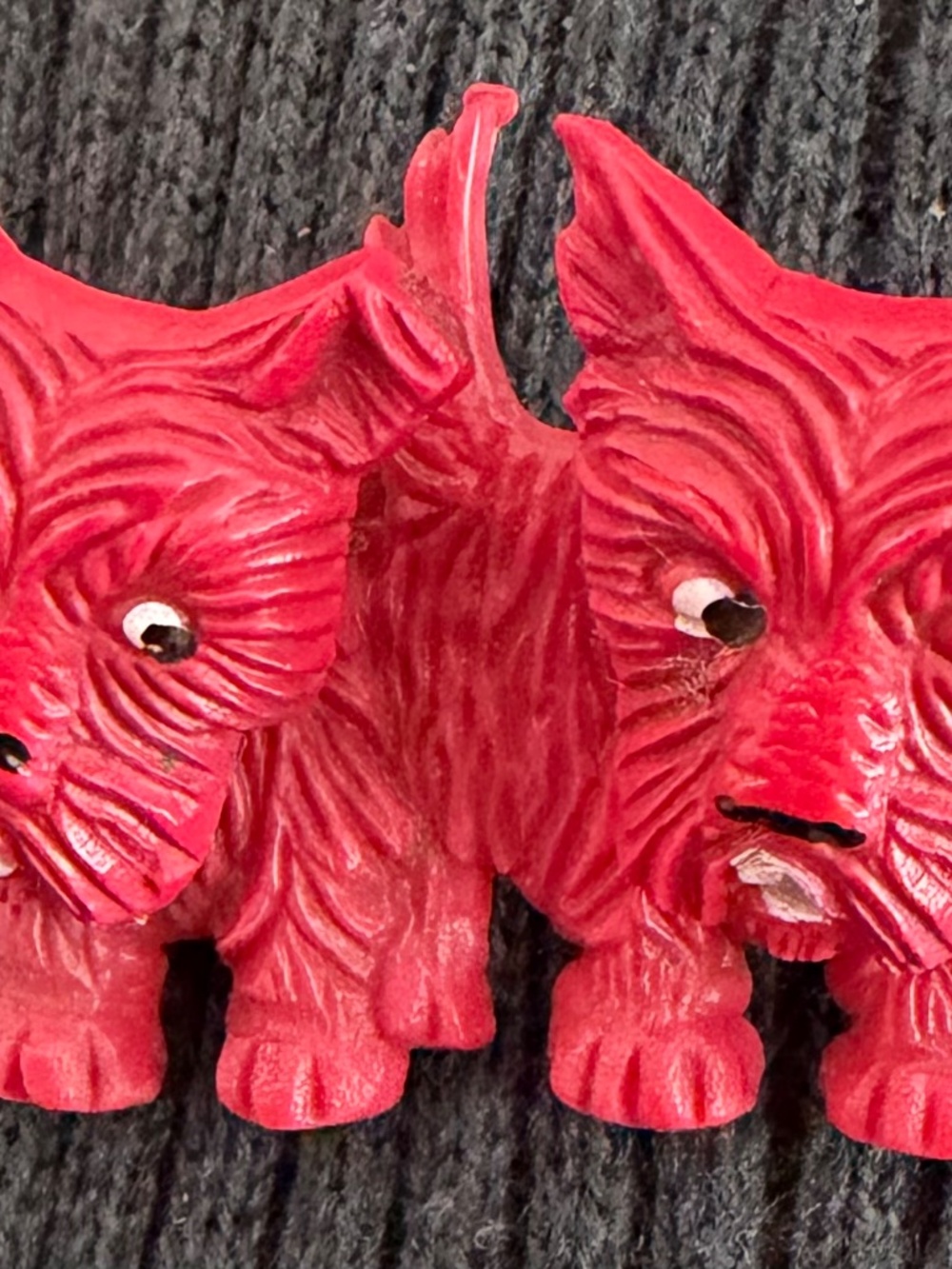 Vintage Articulated Red Scotty Dogs' Brooch